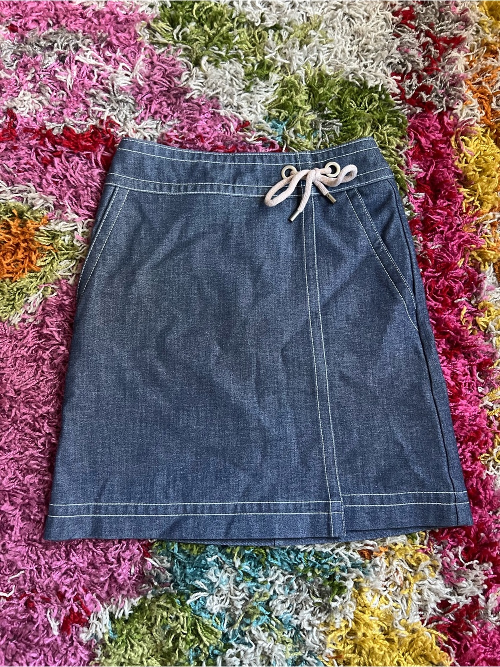 Ann Taylor Chambray Drawstring Skirt - Blue